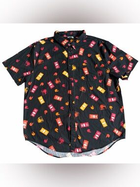 Taco Bell Men's Button Up Short Sleeve Party Shirt Sz 2XL Hot Sauce Packets AOP